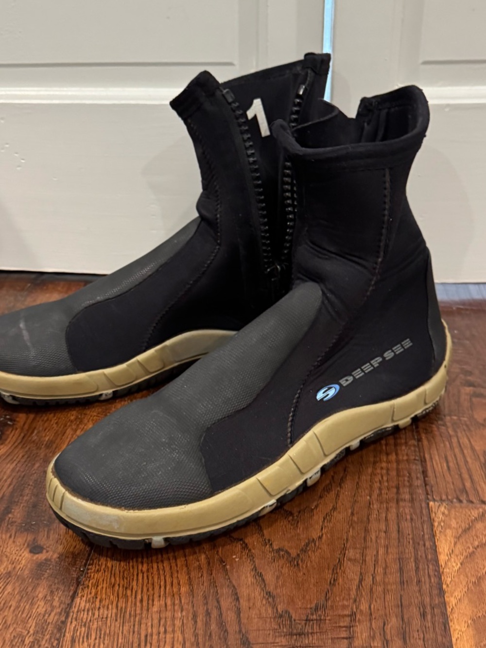 Men's Black Water Boots with Tan Outsole